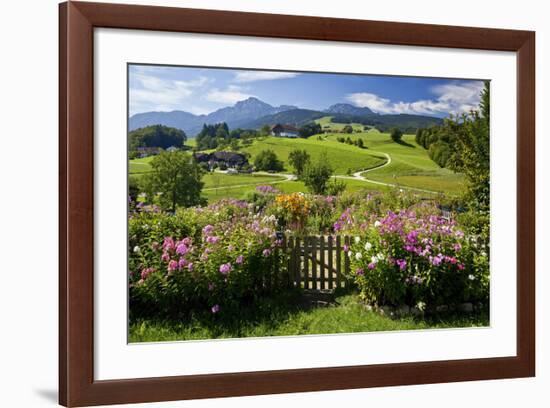 Flower Garden at Hoeglwoerth Monastery, Upper Bavaria, Bavaria, Germany-null-Framed Art Print