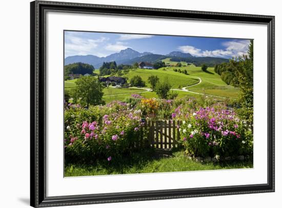 Flower Garden at Hoeglwoerth Monastery, Upper Bavaria, Bavaria, Germany-null-Framed Art Print