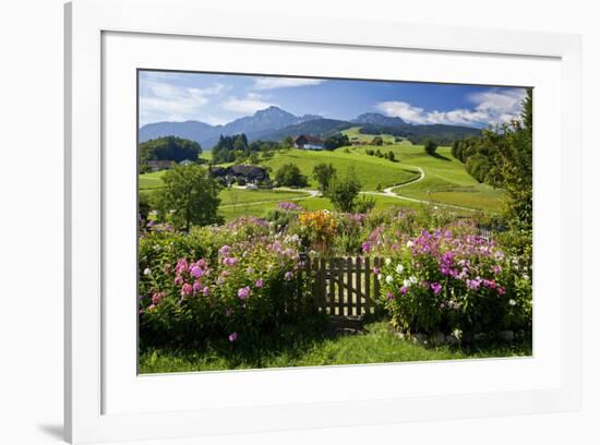 Flower Garden at Hoeglwoerth Monastery, Upper Bavaria, Bavaria, Germany-null-Framed Art Print