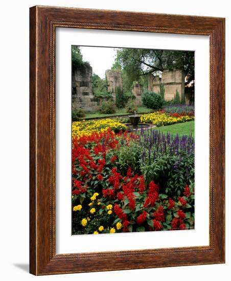 Flower Gardens in Old Town by Rhine River, St Kastor Church, Koblenz, Germany-Bill Bachmann-Framed Photographic Print