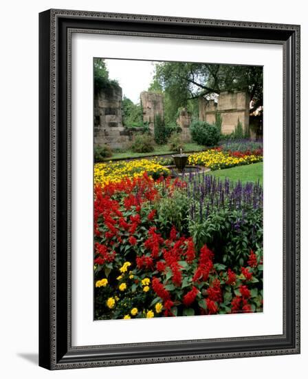 Flower Gardens in Old Town by Rhine River, St Kastor Church, Koblenz, Germany-Bill Bachmann-Framed Photographic Print