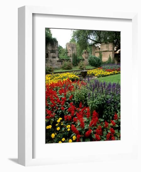 Flower Gardens in Old Town by Rhine River, St Kastor Church, Koblenz, Germany-Bill Bachmann-Framed Photographic Print