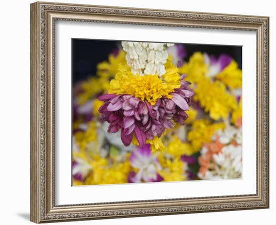 Flower Garlands on a Stall for Temple Offerings, Little India, Singapore, South East Asia-Amanda Hall-Framed Photographic Print