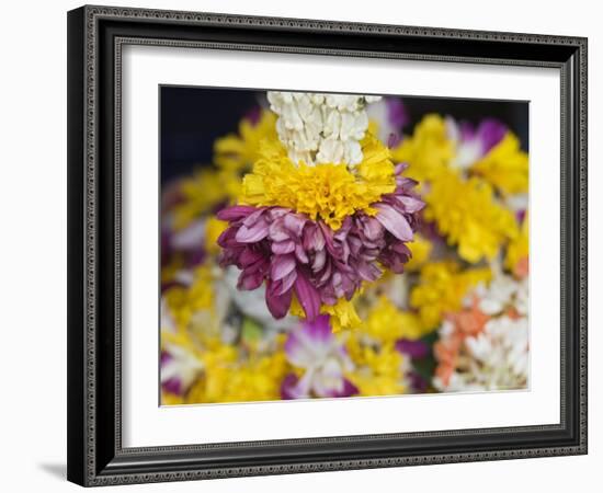 Flower Garlands on a Stall for Temple Offerings, Little India, Singapore, South East Asia-Amanda Hall-Framed Photographic Print