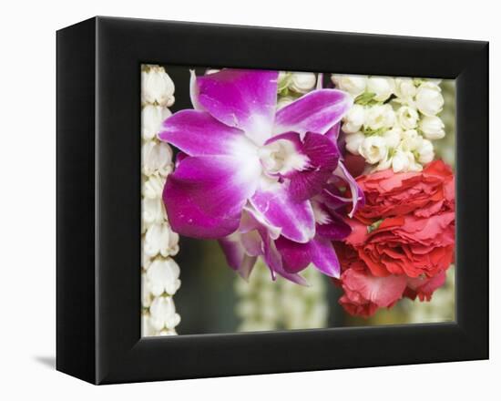 Flower Garlands on a Stall for Temple Offerings, Little India, Singapore, South East Asia-Amanda Hall-Framed Premier Image Canvas