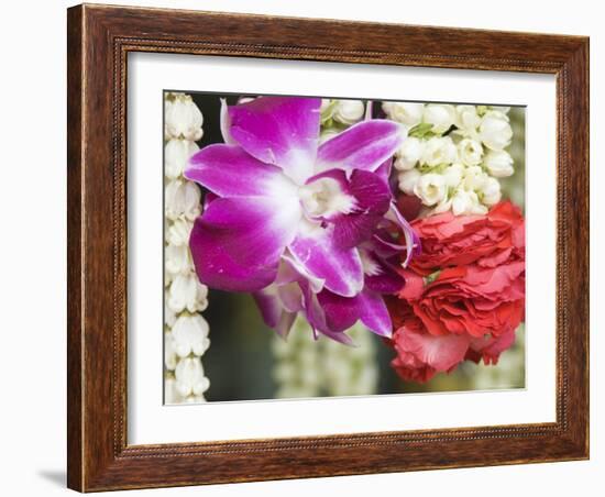 Flower Garlands on a Stall for Temple Offerings, Little India, Singapore, South East Asia-Amanda Hall-Framed Photographic Print