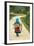 Flower Hmong Woman Walking Along Road, Nr Bac Ha, Nr Sapa, N. Vietnam-Peter Adams-Framed Photographic Print