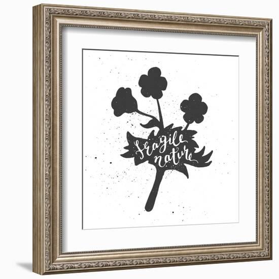 Flower Lettering Poster-zapolzun-Framed Art Print