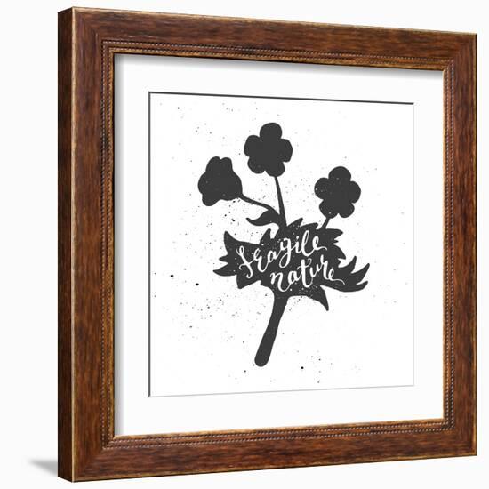 Flower Lettering Poster-zapolzun-Framed Art Print