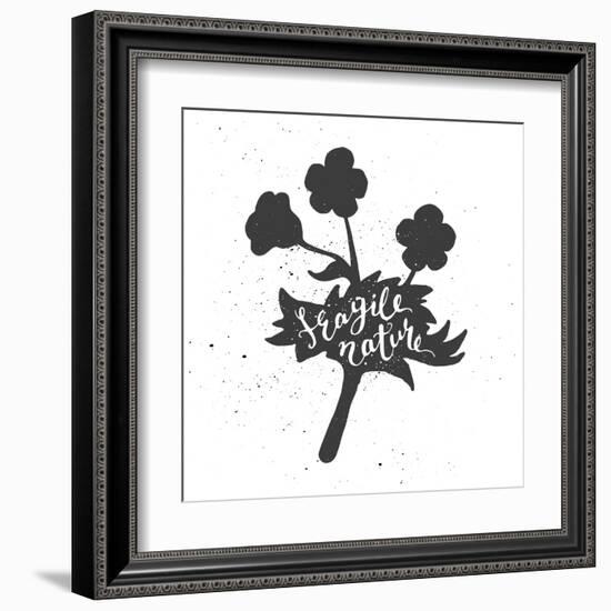 Flower Lettering Poster-zapolzun-Framed Art Print