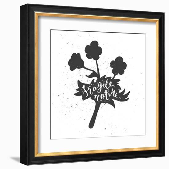 Flower Lettering Poster-zapolzun-Framed Art Print