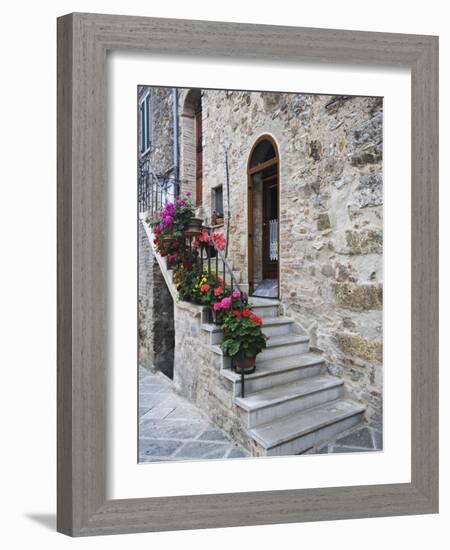 Flower-Lined Stairway, Petroio, Italy-Dennis Flaherty-Framed Photographic Print