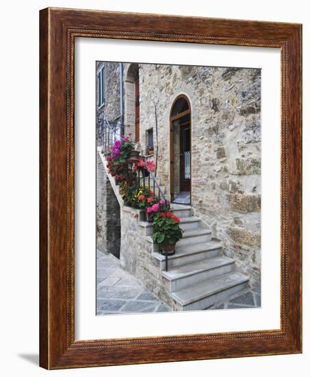 Flower-Lined Stairway, Petroio, Italy-Dennis Flaherty-Framed Photographic Print