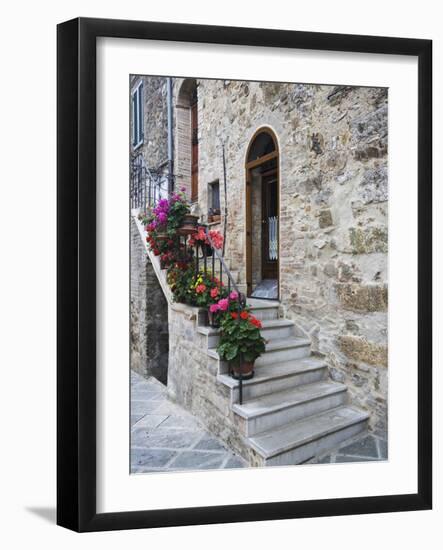 Flower-Lined Stairway, Petroio, Italy-Dennis Flaherty-Framed Photographic Print