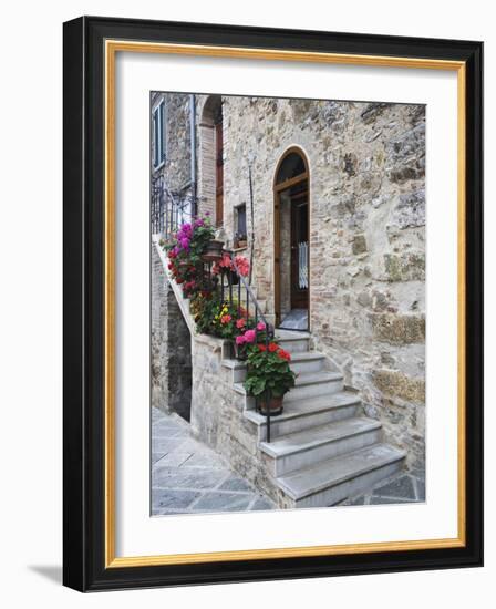 Flower-Lined Stairway, Petroio, Italy-Dennis Flaherty-Framed Photographic Print