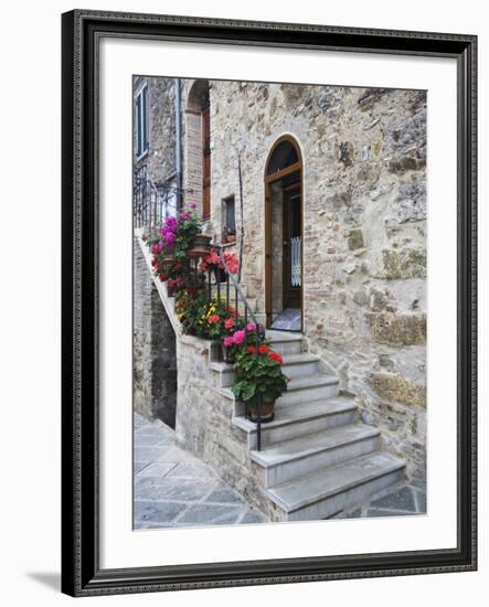 Flower-Lined Stairway, Petroio, Italy-Dennis Flaherty-Framed Photographic Print