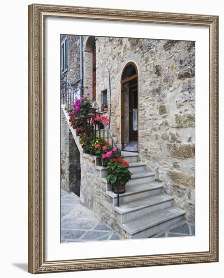 Flower-Lined Stairway, Petroio, Italy-Dennis Flaherty-Framed Photographic Print