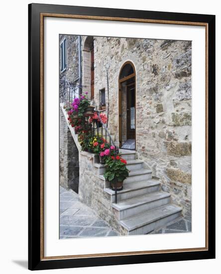 Flower-Lined Stairway, Petroio, Italy-Dennis Flaherty-Framed Photographic Print