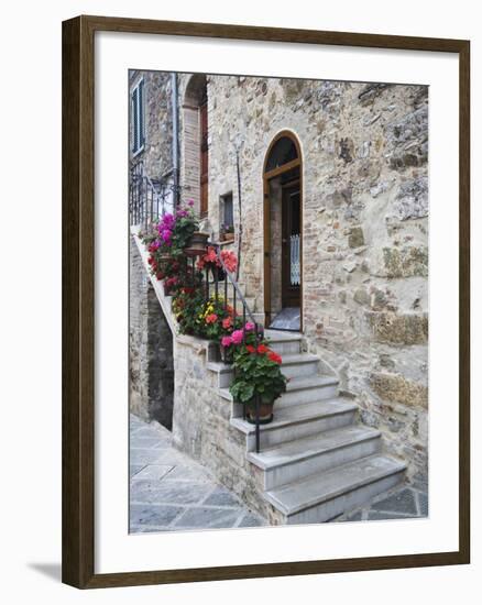 Flower-Lined Stairway, Petroio, Italy-Dennis Flaherty-Framed Photographic Print