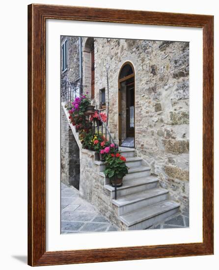 Flower-Lined Stairway, Petroio, Italy-Dennis Flaherty-Framed Photographic Print