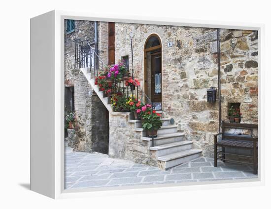 Flower-Lined Stairway, Petroio, Italy-Dennis Flaherty-Framed Premier Image Canvas