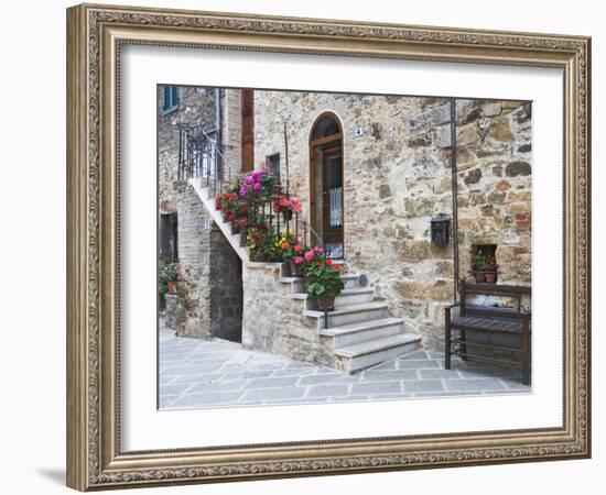 Flower-Lined Stairway, Petroio, Italy-Dennis Flaherty-Framed Photographic Print