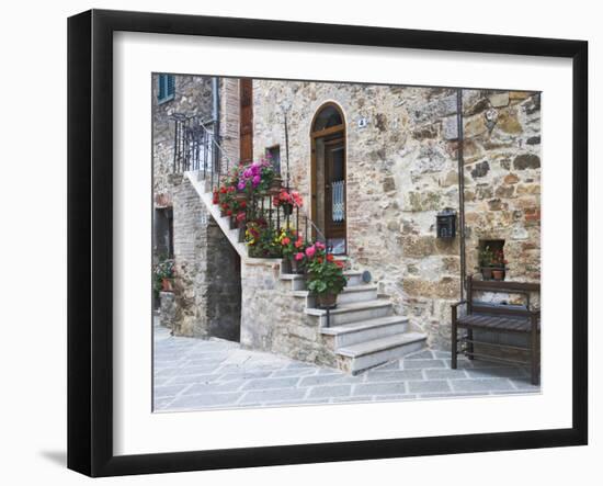 Flower-Lined Stairway, Petroio, Italy-Dennis Flaherty-Framed Photographic Print