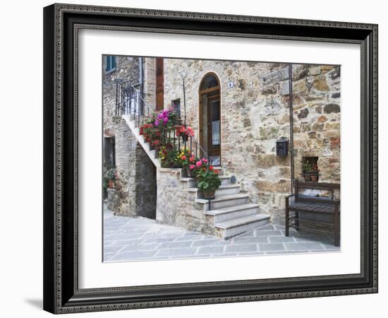 Flower-Lined Stairway, Petroio, Italy-Dennis Flaherty-Framed Photographic Print