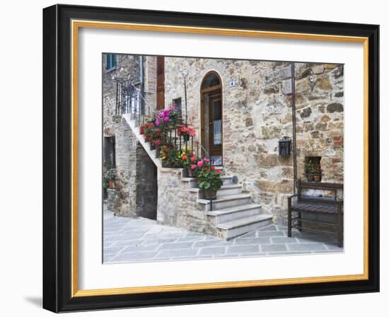 Flower-Lined Stairway, Petroio, Italy-Dennis Flaherty-Framed Photographic Print