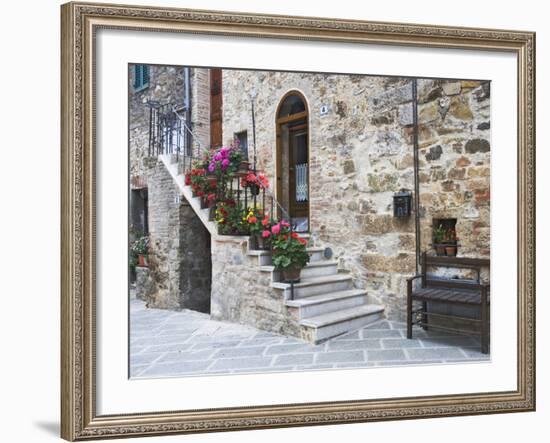 Flower-Lined Stairway, Petroio, Italy-Dennis Flaherty-Framed Photographic Print