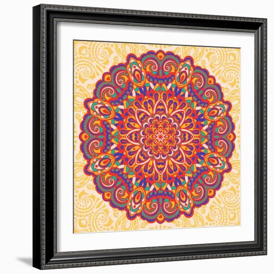 Flower Mandala-Baksiabat-Framed Art Print