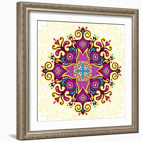 Flower Mandala-Baksiabat-Framed Art Print