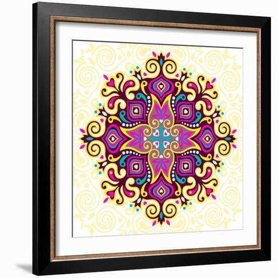 Flower Mandala-Baksiabat-Framed Art Print