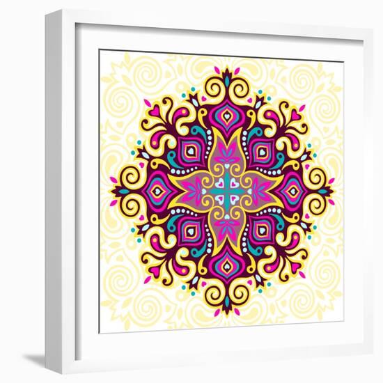 Flower Mandala-Baksiabat-Framed Art Print