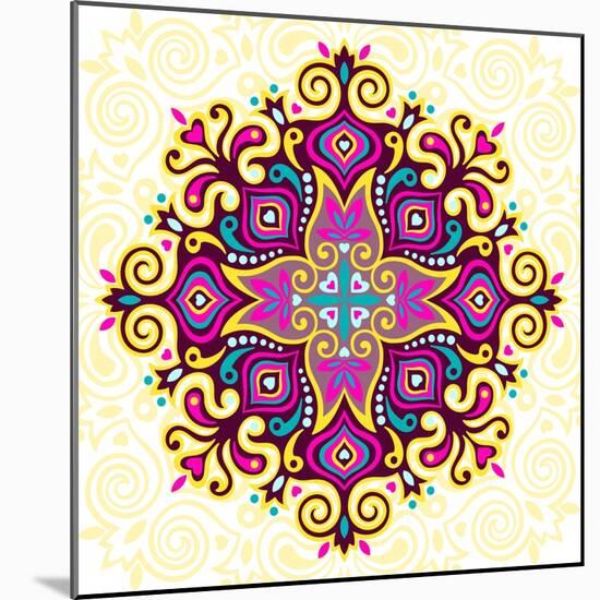 Flower Mandala-Baksiabat-Mounted Art Print