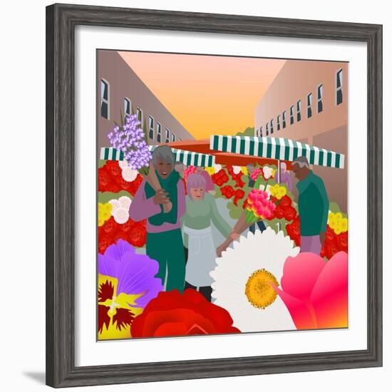 Flower Market at Columbia Road-Claire Huntley-Framed Giclee Print