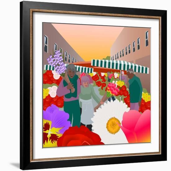 Flower Market at Columbia Road-Claire Huntley-Framed Giclee Print