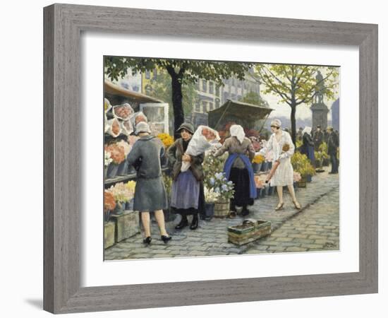 Flower Market at Hojbro Plads-Paul Gustav Fischer-Framed Giclee Print