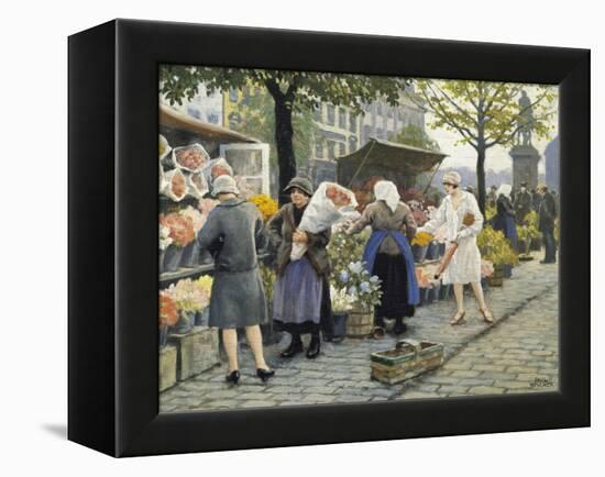 Flower Market at Hojbro Plads-Paul Gustav Fischer-Framed Premier Image Canvas