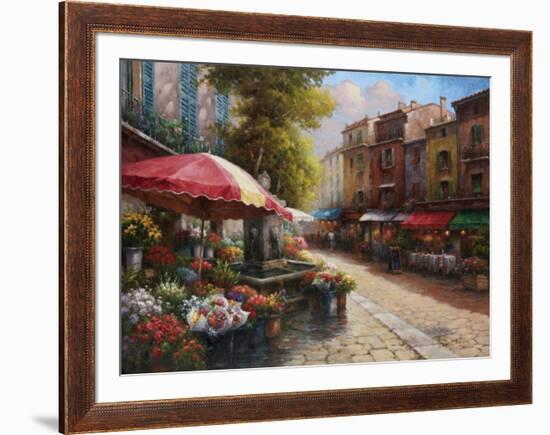 Flower Market Cafe-Han Chang-Framed Art Print