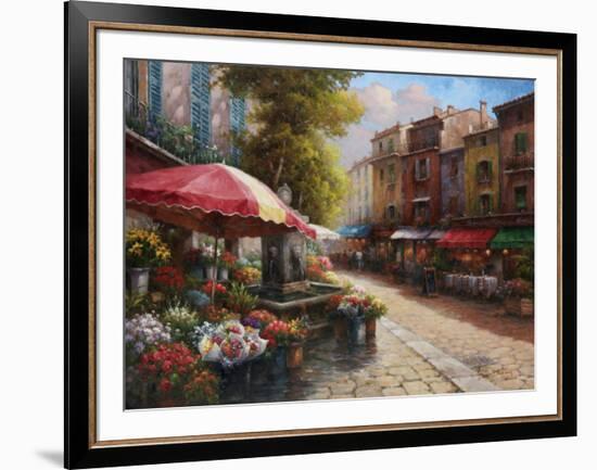 Flower Market Cafe-Han Chang-Framed Art Print