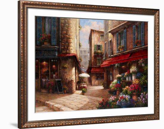 Flower Market Lane-Han Chang-Framed Art Print