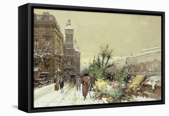 Flower Market; Marche Aux Fleurs-Eugene Galien-Laloue-Framed Premier Image Canvas