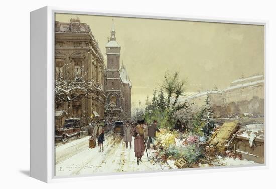 Flower Market; Marche Aux Fleurs-Eugene Galien-Laloue-Framed Premier Image Canvas