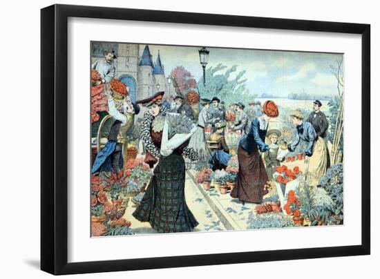 Flower Market Paris (April 1903)-null-Framed Giclee Print