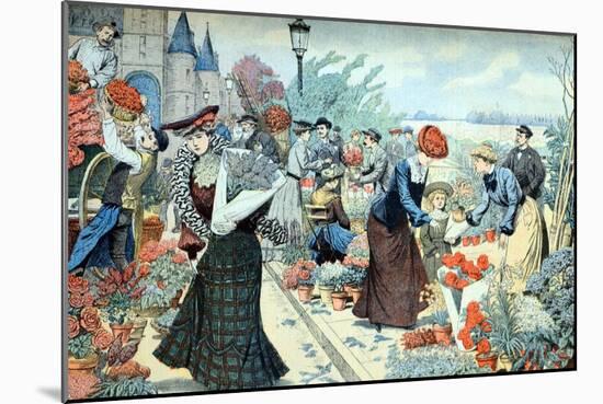 Flower Market Paris (April 1903)-null-Mounted Giclee Print