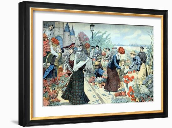 Flower Market Paris (April 1903)-null-Framed Giclee Print