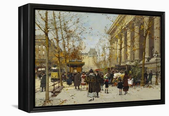 Flower Market-Eugene Galien-Laloue-Framed Premier Image Canvas