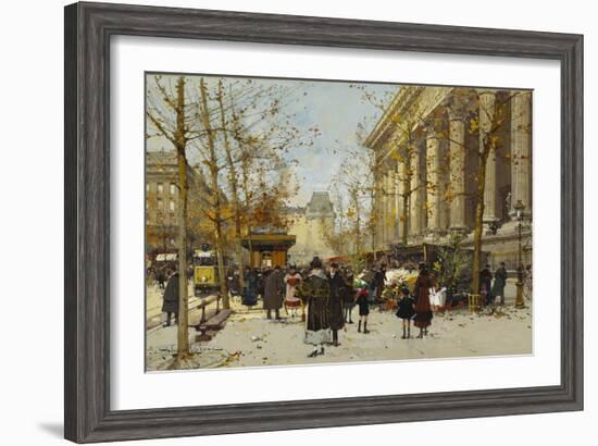 Flower Market-Eugene Galien-Laloue-Framed Giclee Print