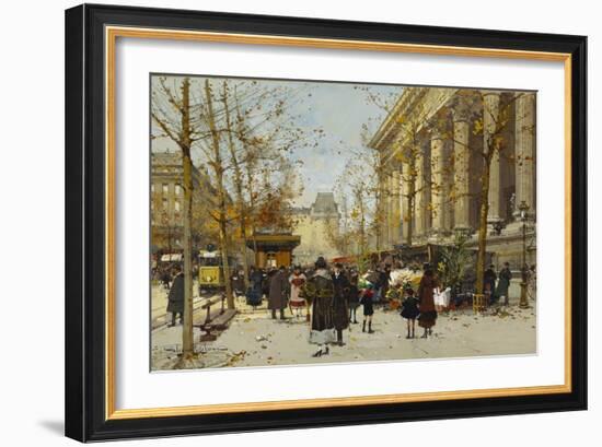 Flower Market-Eugene Galien-Laloue-Framed Giclee Print